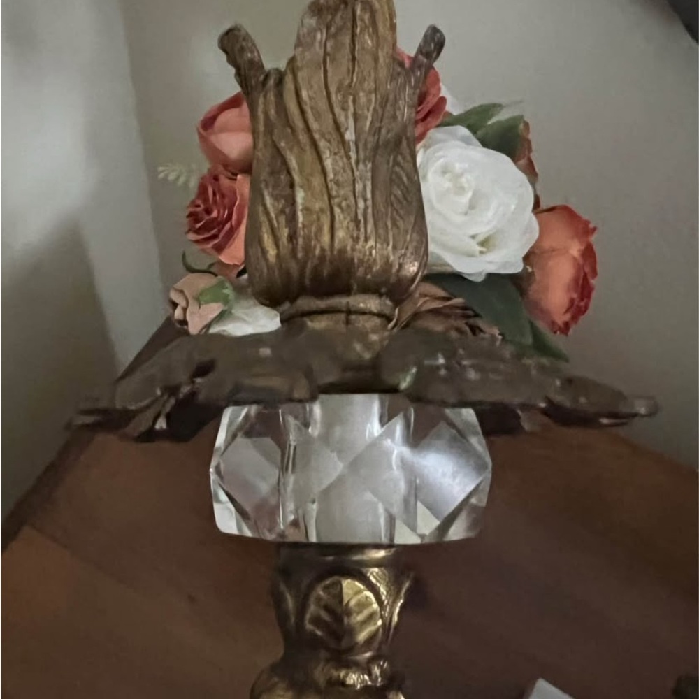 Pair of Hollywood Regency Brass and Marble Candle Holders; Cherubs on Koi - Picture 3 of 5